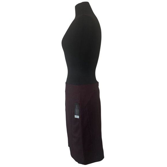 Worthington Burgundy Black Pencil Skirt Check Pattern Poly Blend Women's Size 8 - Picture 5 of 16